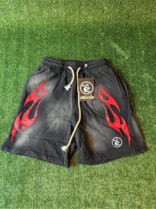 Hellstar Other - HeliStar Men’s Black Athletic Shorts with Red Flame Print